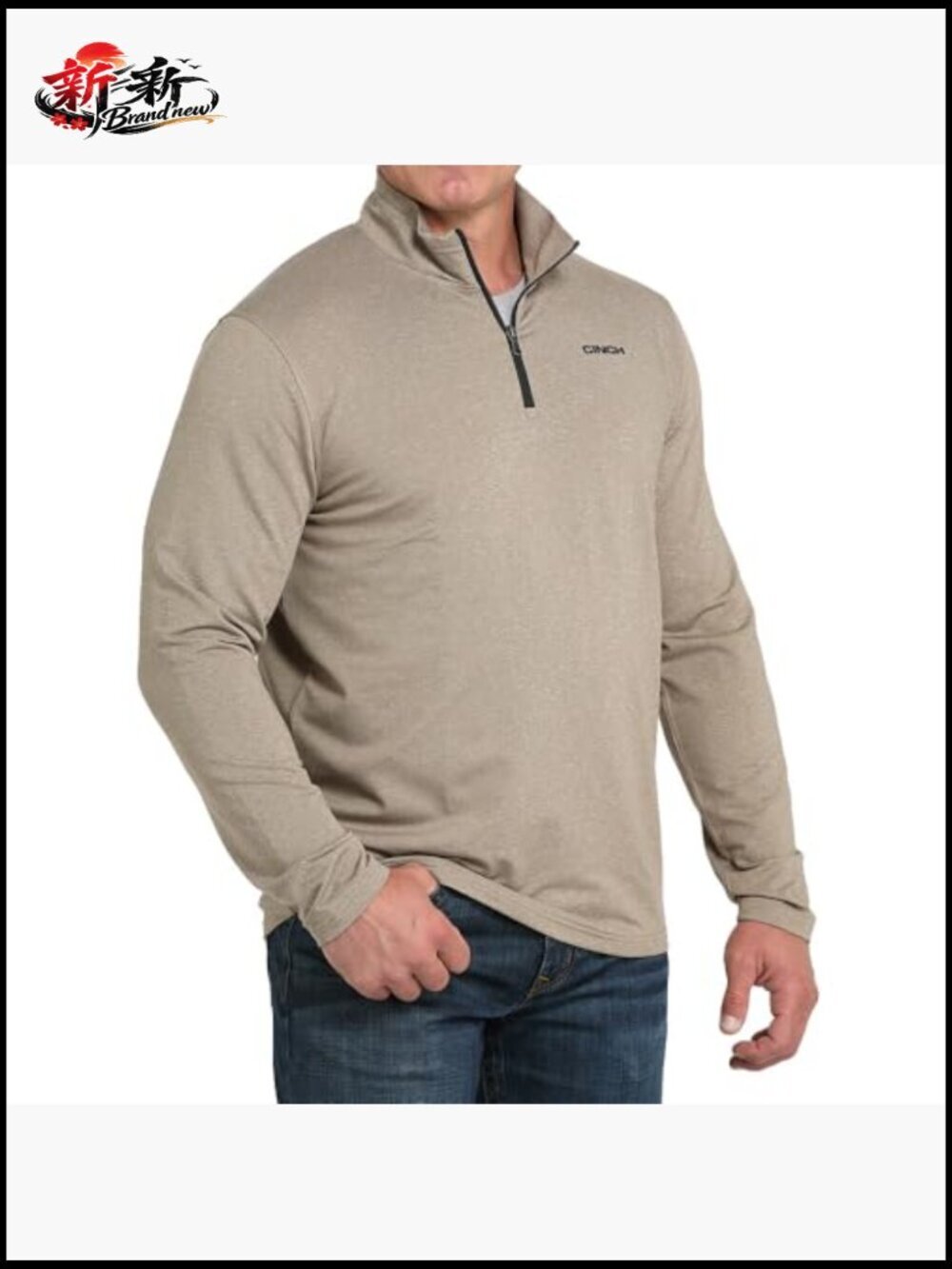 Men's 1/4 Zip Pullover Sweater Cotton Regular Fit Crew Neck - Picture 3 of 4